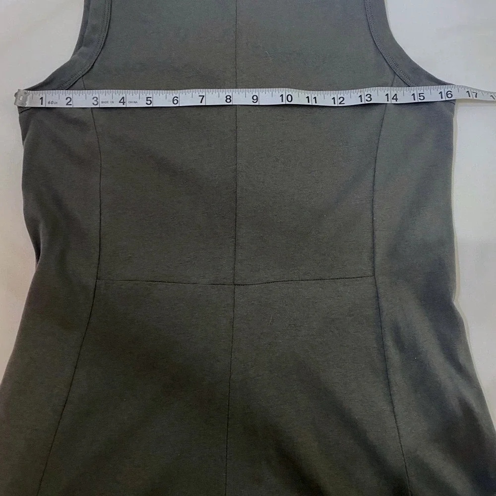 ALYSI‎ crème Dark Gray Cotton Jersey Minimalist Maxi Tank Dress 6
